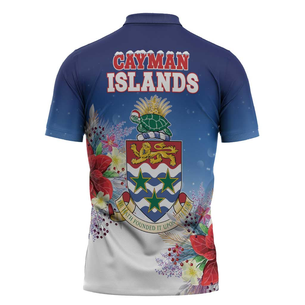 Cayman Islands Christmas Zipper Polo Shirt Coquette Bow Xmas Vibe - Wonder Print Shop