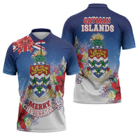 Cayman Islands Christmas Zipper Polo Shirt Coquette Bow Xmas Vibe - Wonder Print Shop