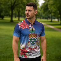 Cayman Islands Christmas Zipper Polo Shirt Coquette Bow Xmas Vibe - Wonder Print Shop