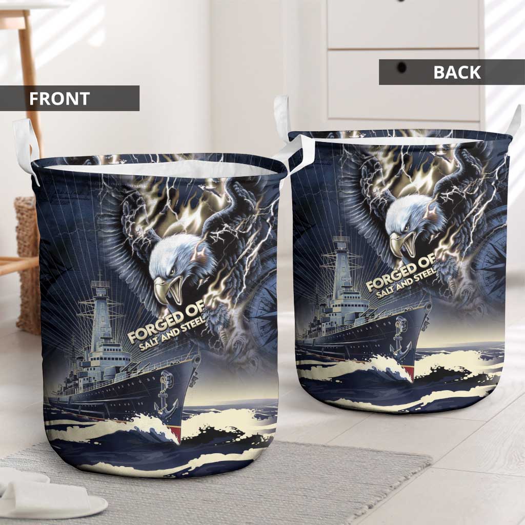 Navy Veteran 250th Anniversary Laundry Basket Forged Of Salt And Steel - Wonder Print Shop