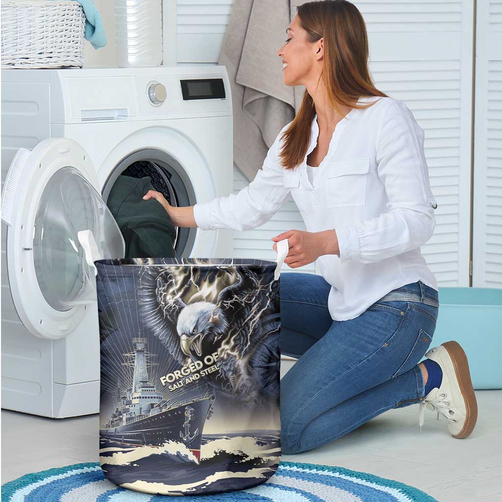 Navy Veteran 250th Anniversary Laundry Basket Forged Of Salt And Steel - Wonder Print Shop
