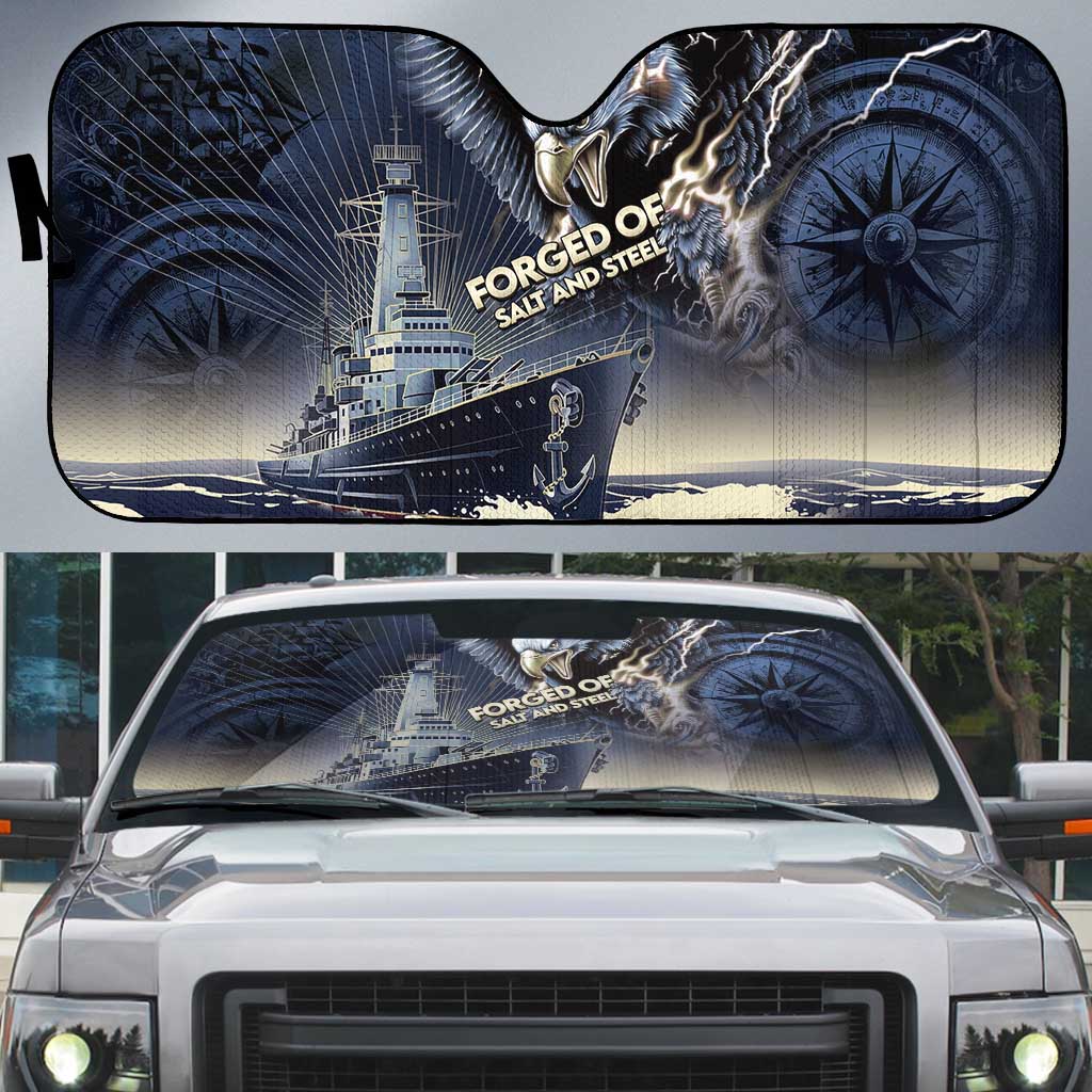 Navy Veteran 250th Anniversary Auto Sun Shade Forged Of Salt And Steel - Wonder Print Shop