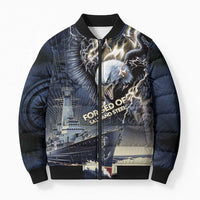 Navy Veteran 250th Anniversary Bomber Puffer Jacket Forged Of Salt And Steel - Wonder Print Shop