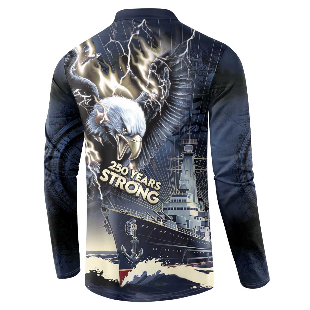 Navy Veteran 250th Anniversary Button Sweatshirt Forged Of Salt And Steel - Wonder Print Shop