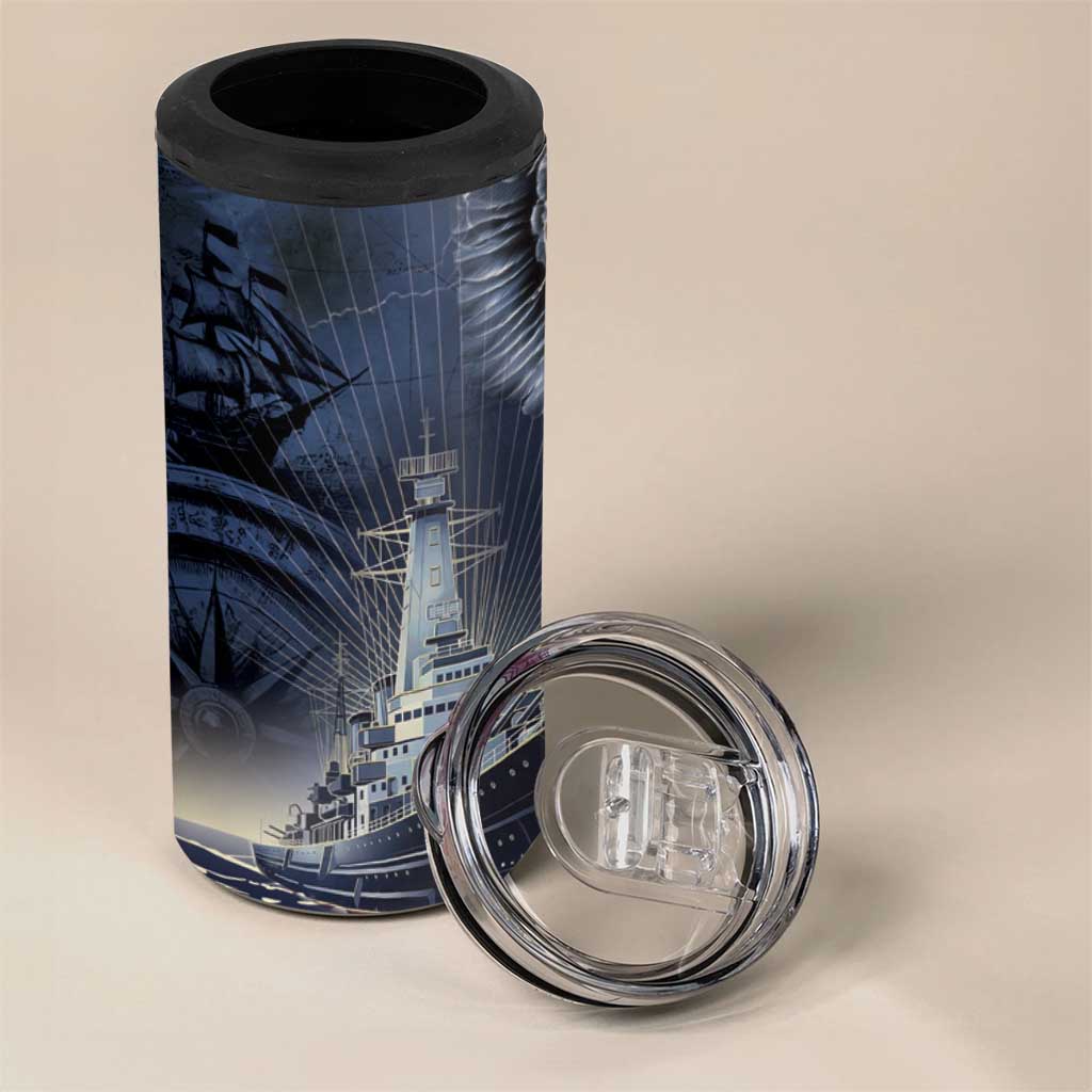 Navy Veteran 250th Anniversary 4 in 1 Can Cooler Tumbler Forged Of Salt And Steel - Wonder Print Shop