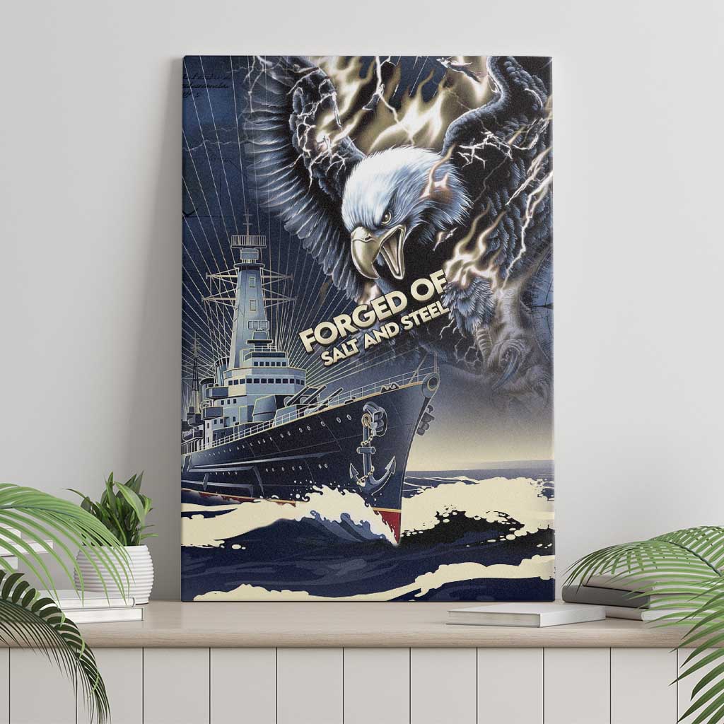 Navy Veteran 250th Anniversary Canvas Wall Art Forged Of Salt And Steel - Wonder Print Shop