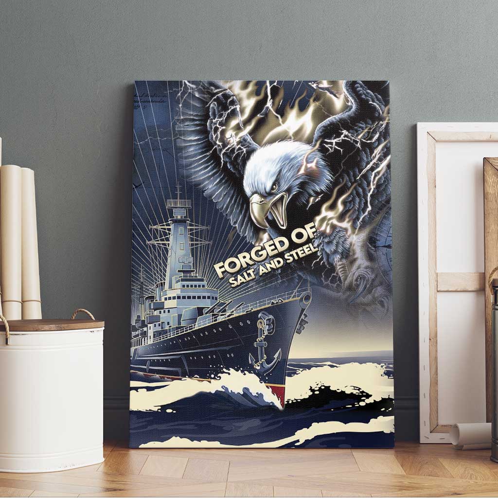 Navy Veteran 250th Anniversary Canvas Wall Art Forged Of Salt And Steel - Wonder Print Shop