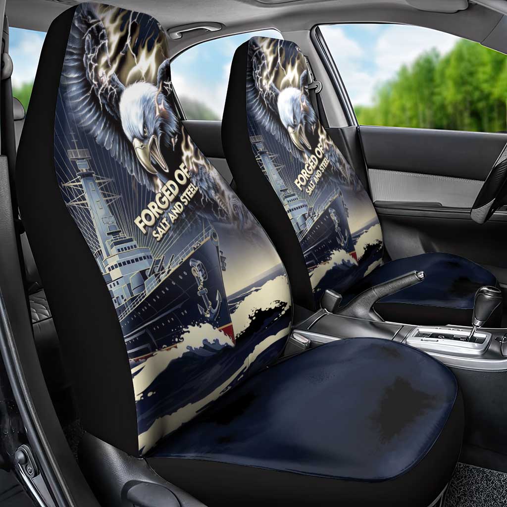 Navy Veteran 250th Anniversary Car Seat Cover Forged Of Salt And Steel - Wonder Print Shop