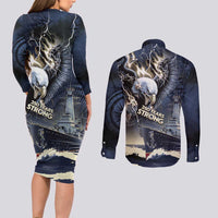 Navy Veteran 250th Anniversary Couples Matching Long Sleeve Bodycon Dress and Long Sleeve Button Shirt Forged Of Salt And Steel - Wonder Print Shop