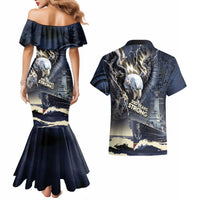 Navy Veteran 250th Anniversary Couples Matching Mermaid Dress and Hawaiian Shirt Forged Of Salt And Steel - Wonder Print Shop