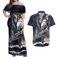 Navy Veteran 250th Anniversary Couples Matching Off Shoulder Maxi Dress and Hawaiian Shirt Forged Of Salt And Steel - Wonder Print Shop