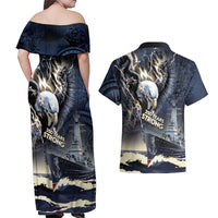Navy Veteran 250th Anniversary Couples Matching Off Shoulder Maxi Dress and Hawaiian Shirt Forged Of Salt And Steel - Wonder Print Shop
