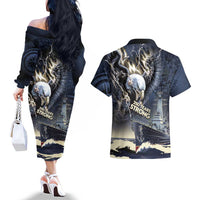 Navy Veteran 250th Anniversary Couples Matching Off The Shoulder Long Sleeve Dress and Hawaiian Shirt Forged Of Salt And Steel - Wonder Print Shop