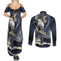 Navy Veteran 250th Anniversary Couples Matching Summer Maxi Dress and Long Sleeve Button Shirt Forged Of Salt And Steel - Wonder Print Shop