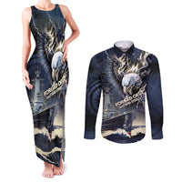 Navy Veteran 250th Anniversary Couples Matching Tank Maxi Dress and Long Sleeve Button Shirt Forged Of Salt And Steel - Wonder Print Shop