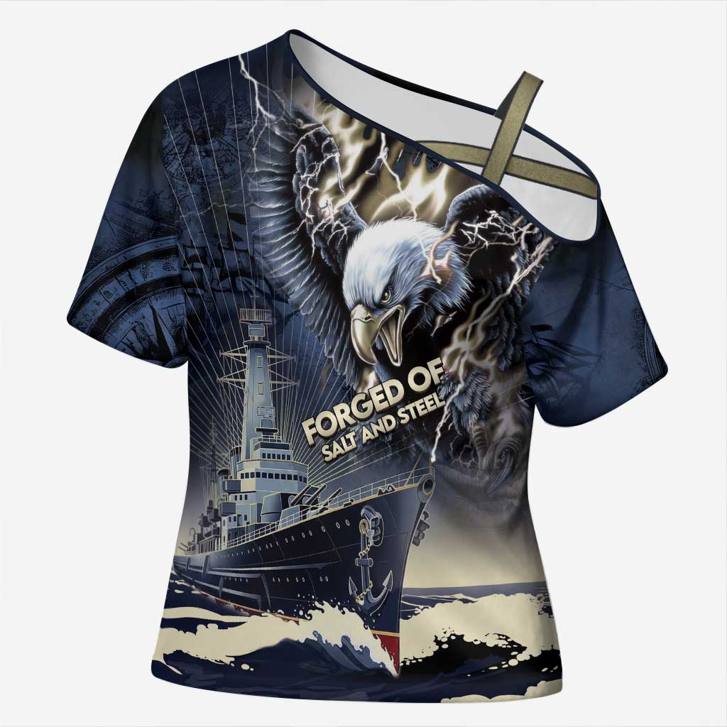 Navy Veteran 250th Anniversary Cross Shoulder Shirt Forged Of Salt And Steel - Wonder Print Shop