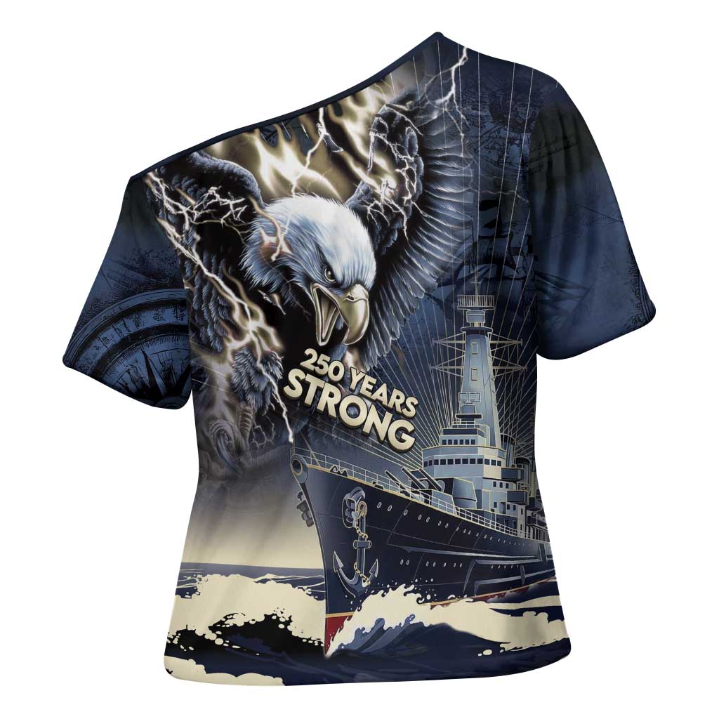 Navy Veteran 250th Anniversary Cross Shoulder Shirt Forged Of Salt And Steel - Wonder Print Shop