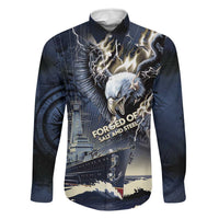 Navy Veteran 250th Anniversary Family Matching Long Sleeve Bodycon Dress and Hawaiian Shirt Forged Of Salt And Steel - Wonder Print Shop