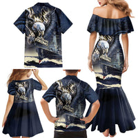 Navy Veteran 250th Anniversary Family Matching Mermaid Dress and Hawaiian Shirt Forged Of Salt And Steel - Wonder Print Shop