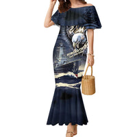 Navy Veteran 250th Anniversary Family Matching Mermaid Dress and Hawaiian Shirt Forged Of Salt And Steel - Wonder Print Shop