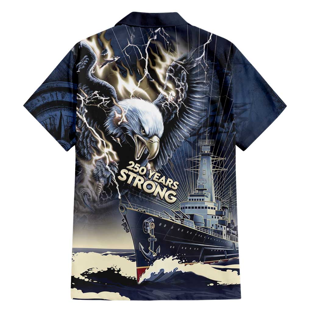 Navy Veteran 250th Anniversary Family Matching Off The Shoulder Long Sleeve Dress and Hawaiian Shirt Forged Of Salt And Steel - Wonder Print Shop