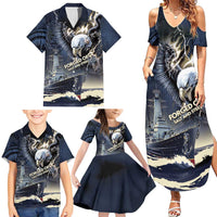 Navy Veteran 250th Anniversary Family Matching Summer Maxi Dress and Hawaiian Shirt Forged Of Salt And Steel - Wonder Print Shop