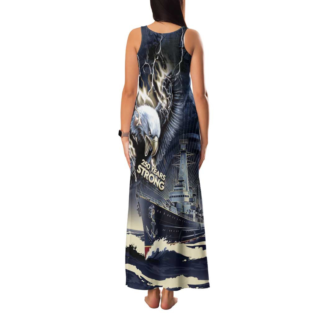 Navy Veteran 250th Anniversary Family Matching Tank Maxi Dress and Hawaiian Shirt Forged Of Salt And Steel - Wonder Print Shop