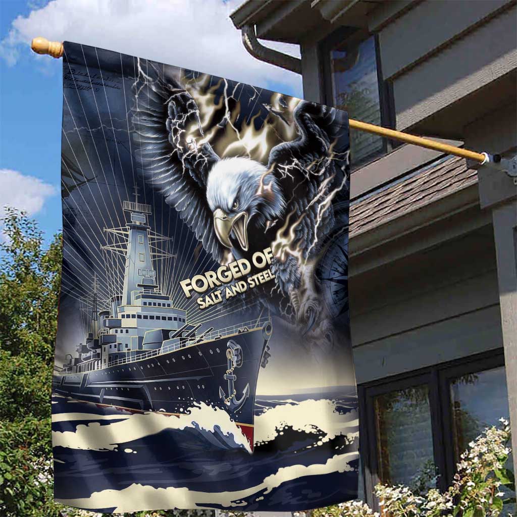 Navy Veteran 250th Anniversary Garden Flag Forged Of Salt And Steel - Wonder Print Shop