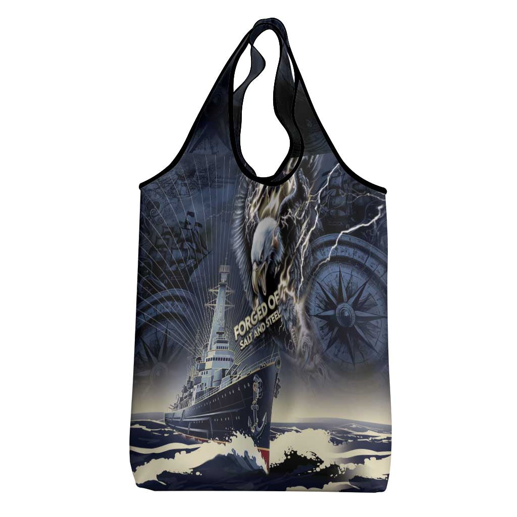 Navy Veteran 250th Anniversary Grocery Bag Forged Of Salt And Steel - Wonder Print Shop