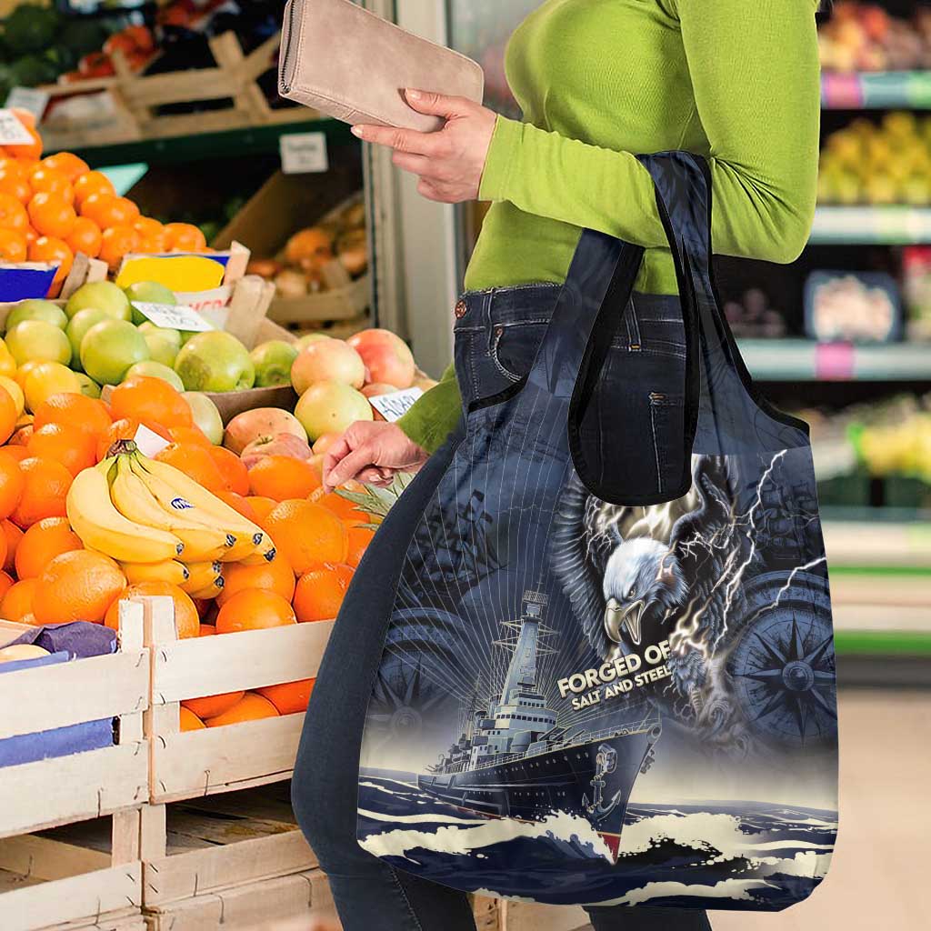 Navy Veteran 250th Anniversary Grocery Bag Forged Of Salt And Steel - Wonder Print Shop
