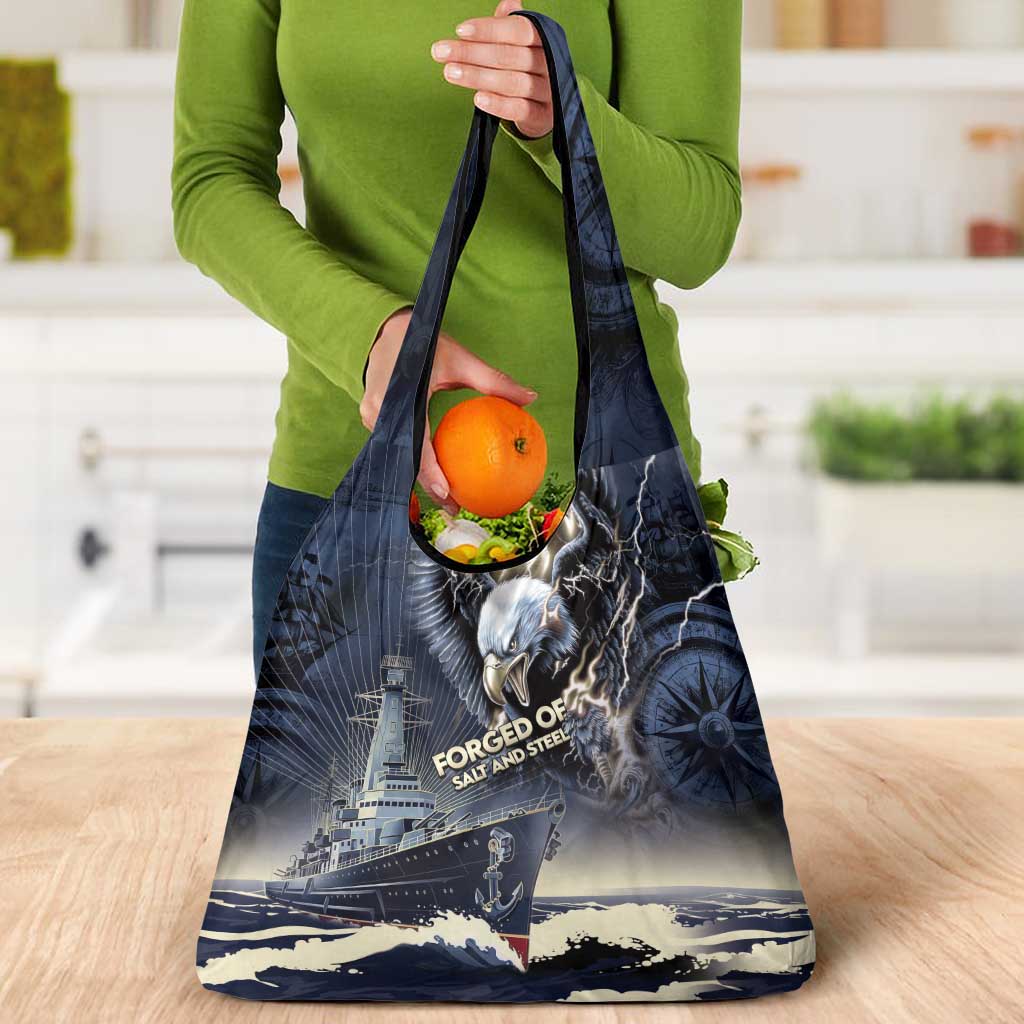 Navy Veteran 250th Anniversary Grocery Bag Forged Of Salt And Steel - Wonder Print Shop