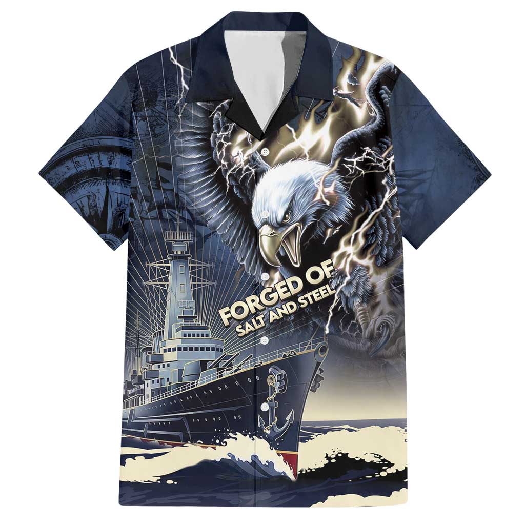 Navy Veteran 250th Anniversary Hawaiian Shirt Forged Of Salt And Steel - Wonder Print Shop