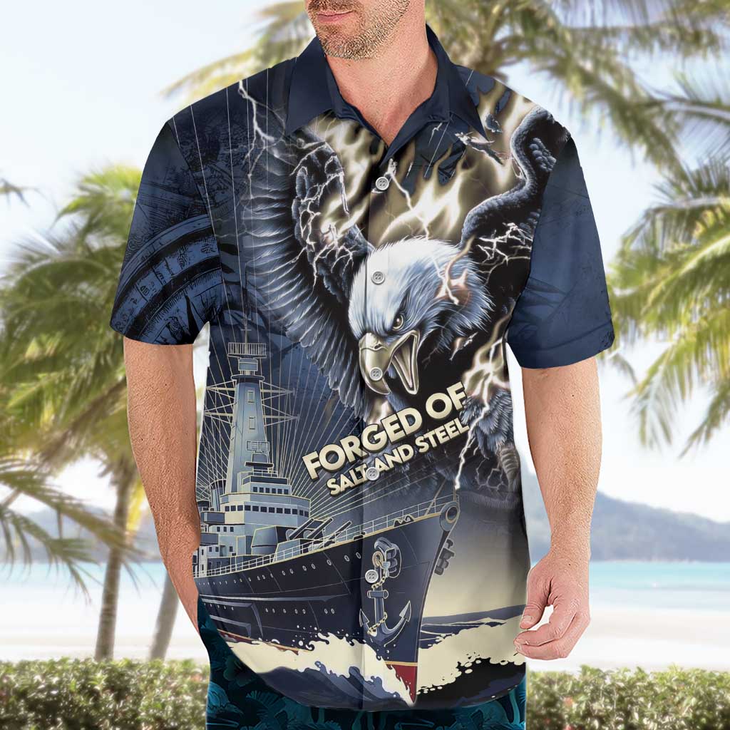Navy Veteran 250th Anniversary Hawaiian Shirt Forged Of Salt And Steel - Wonder Print Shop