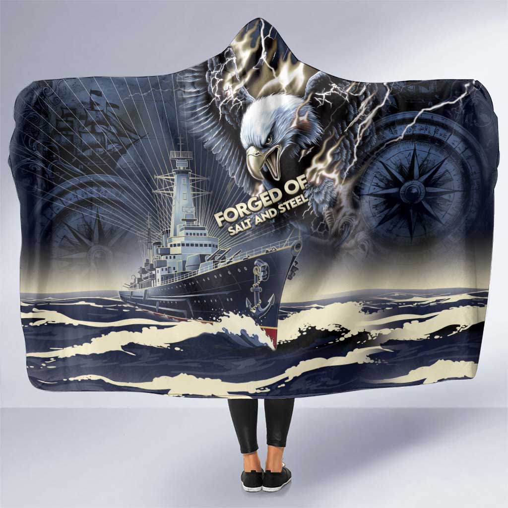 Navy Veteran 250th Anniversary Hooded Blanket Forged Of Salt And Steel - Wonder Print Shop