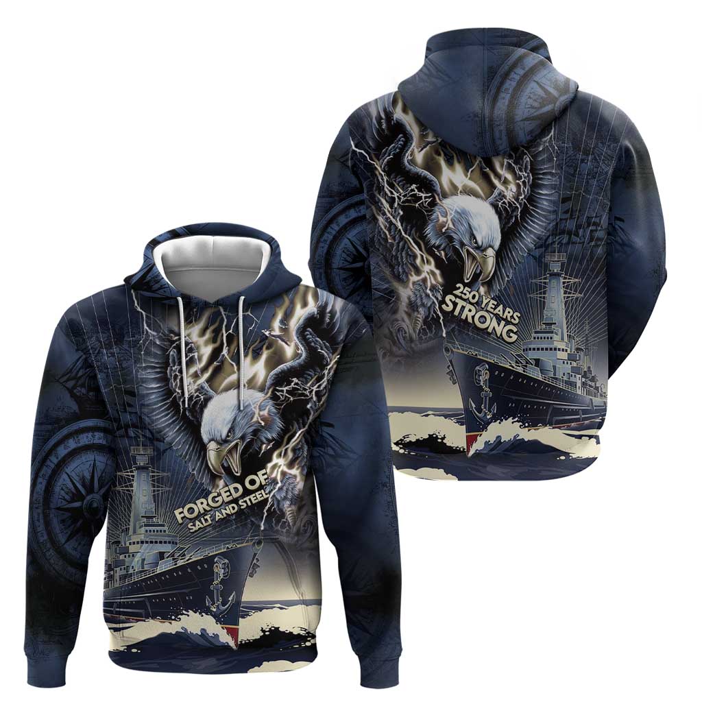 Navy Veteran 250th Anniversary Hoodie Forged Of Salt And Steel - Wonder Print Shop