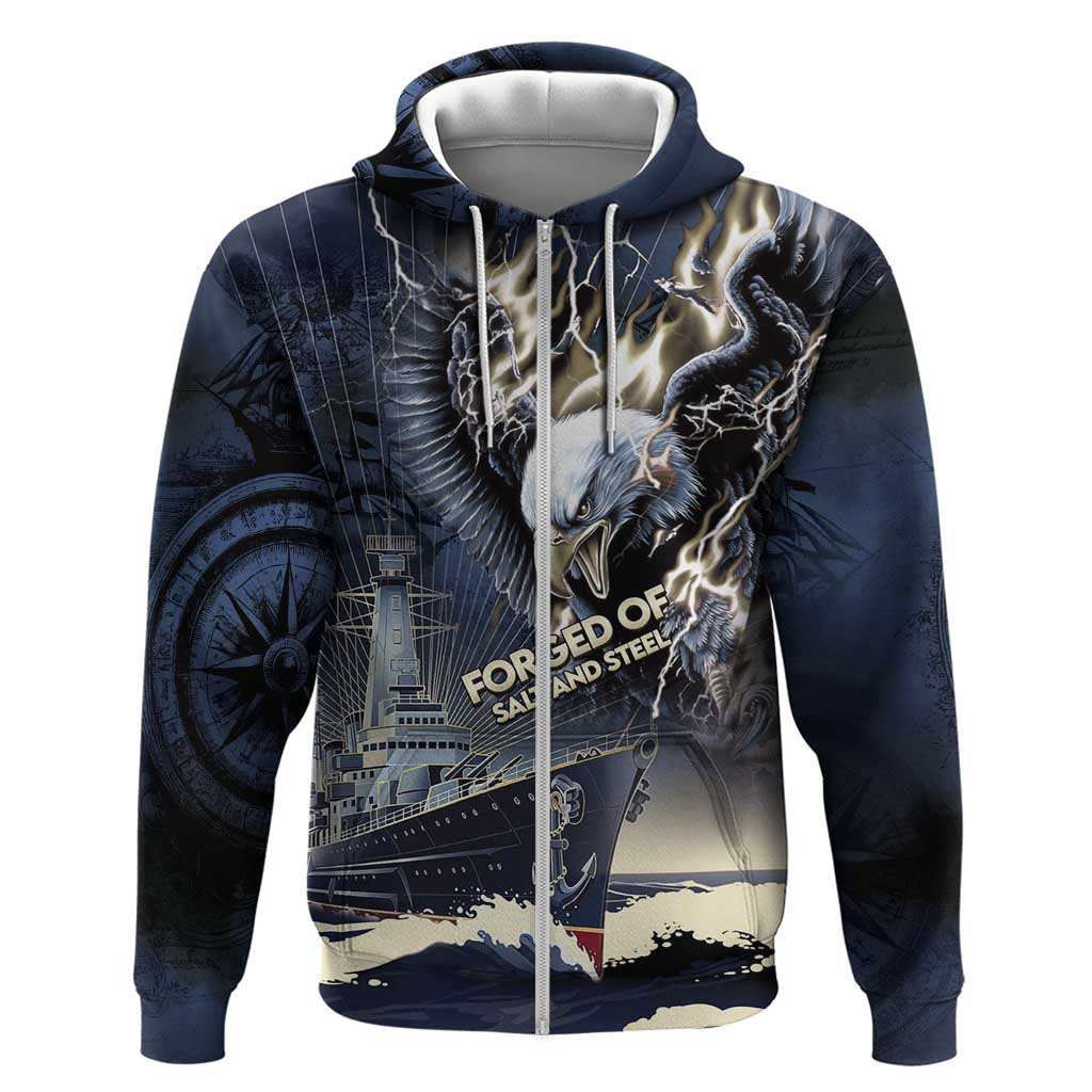 Navy Veteran 250th Anniversary Hoodie Forged Of Salt And Steel - Wonder Print Shop