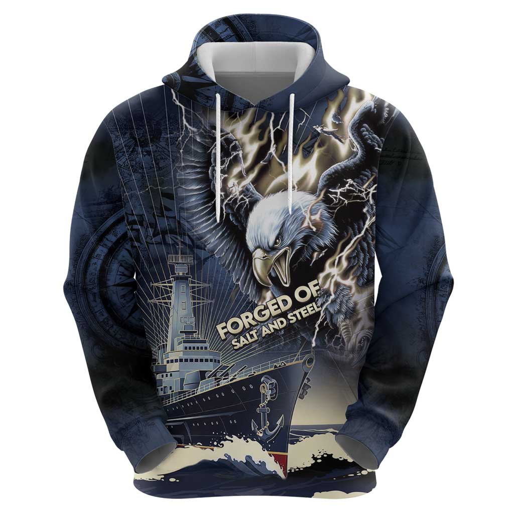 Navy Veteran 250th Anniversary Hoodie Forged Of Salt And Steel - Wonder Print Shop