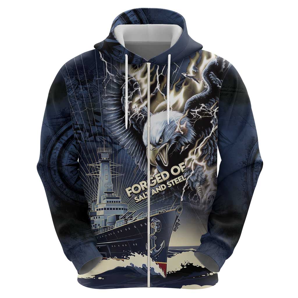 Navy Veteran 250th Anniversary Hoodie Forged Of Salt And Steel - Wonder Print Shop