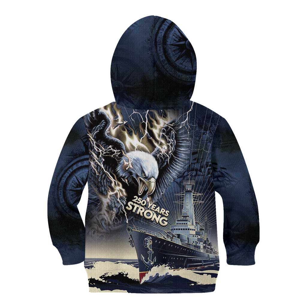 Navy Veteran 250th Anniversary Kid Hoodie Forged Of Salt And Steel - Wonder Print Shop