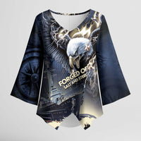 Navy Veteran 250th Anniversary Kimono Sleeve Blouse Forged Of Salt And Steel - Wonder Print Shop