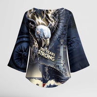 Navy Veteran 250th Anniversary Kimono Sleeve Blouse Forged Of Salt And Steel - Wonder Print Shop