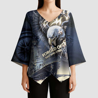 Navy Veteran 250th Anniversary Kimono Sleeve Blouse Forged Of Salt And Steel - Wonder Print Shop