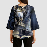 Navy Veteran 250th Anniversary Kimono Sleeve Blouse Forged Of Salt And Steel - Wonder Print Shop