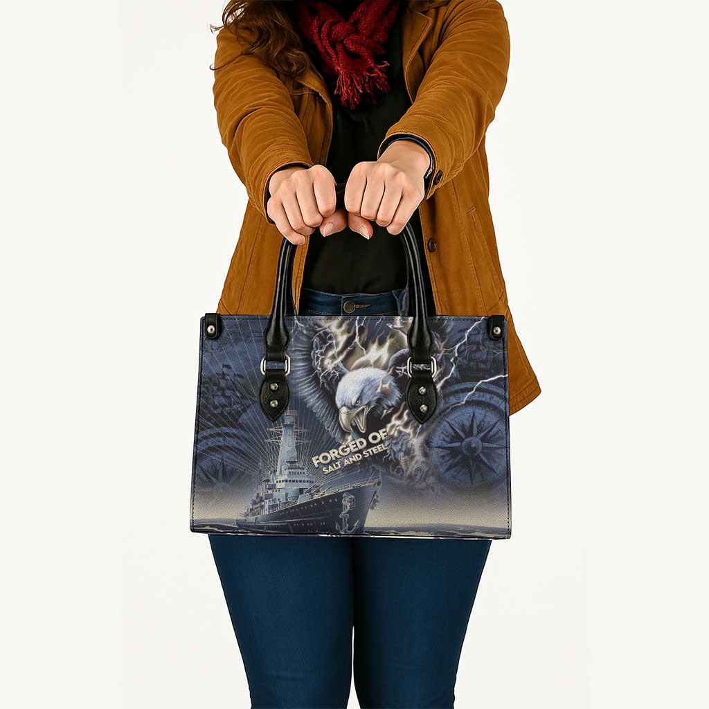 Navy Veteran 250th Anniversary Leather Bag Forged Of Salt And Steel - Wonder Print Shop
