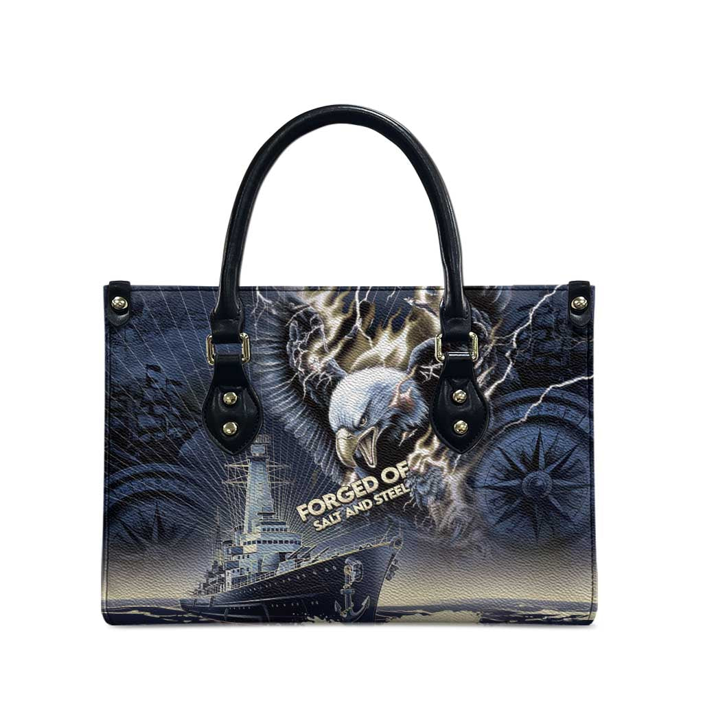 Navy Veteran 250th Anniversary Leather Bag Forged Of Salt And Steel - Wonder Print Shop