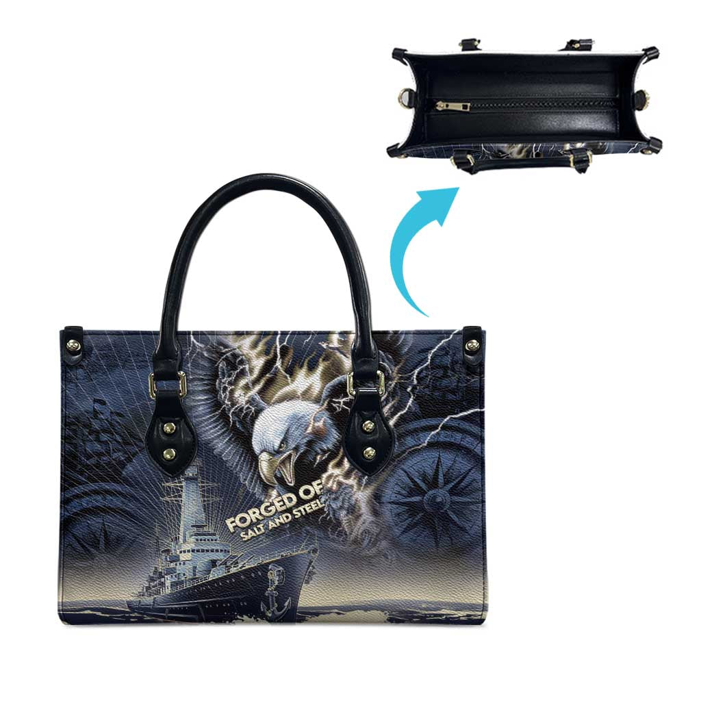 Navy Veteran 250th Anniversary Leather Bag Forged Of Salt And Steel - Wonder Print Shop