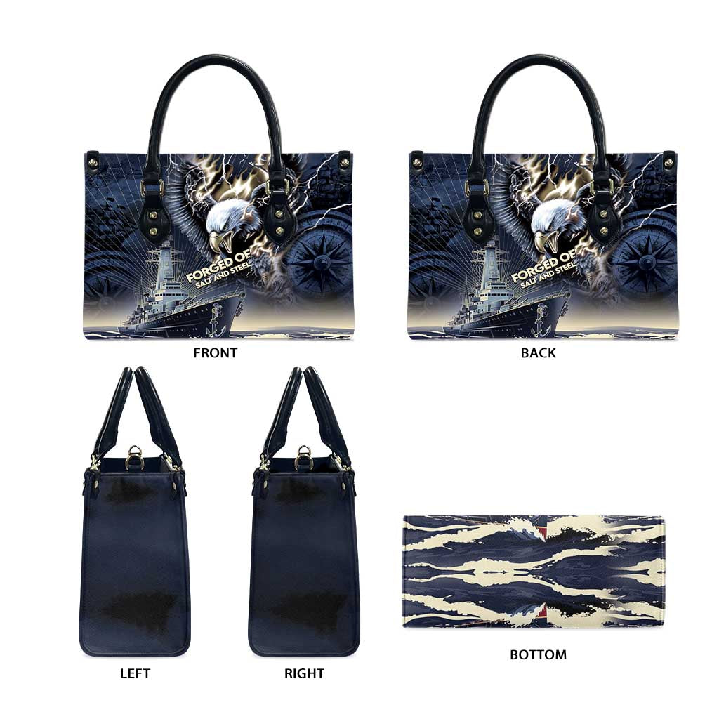 Navy Veteran 250th Anniversary Leather Bag Forged Of Salt And Steel - Wonder Print Shop