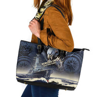 Navy Veteran 250th Anniversary Leather Tote Bag Forged Of Salt And Steel - Wonder Print Shop
