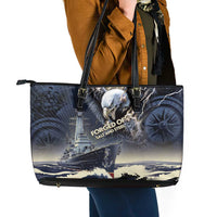 Navy Veteran 250th Anniversary Leather Tote Bag Forged Of Salt And Steel - Wonder Print Shop