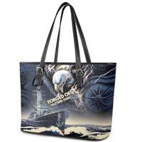 Navy Veteran 250th Anniversary Leather Tote Bag Forged Of Salt And Steel - Wonder Print Shop